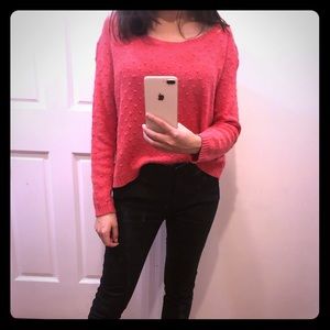 TEMT cherry pink sweater with a bow at the back, m